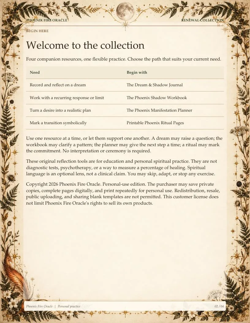 Phoenix Renewal Collection opening guidance page